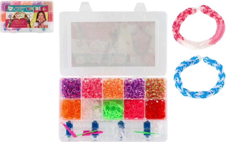 Zestaw kreatywny Loom Bands do tworzenia bransoletek, 2400 elementów