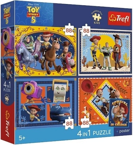Trefl Premium Plus puzzle dla dzieci 4w1 Czas zabawki 4×88 elementów