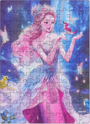 Puzzle Różowa księżniczka z brokatem, 100 elementów