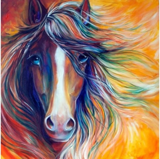 Diamentowe haftowanie (diamond painting) abstrakcyjny koń 30 × 30 cm