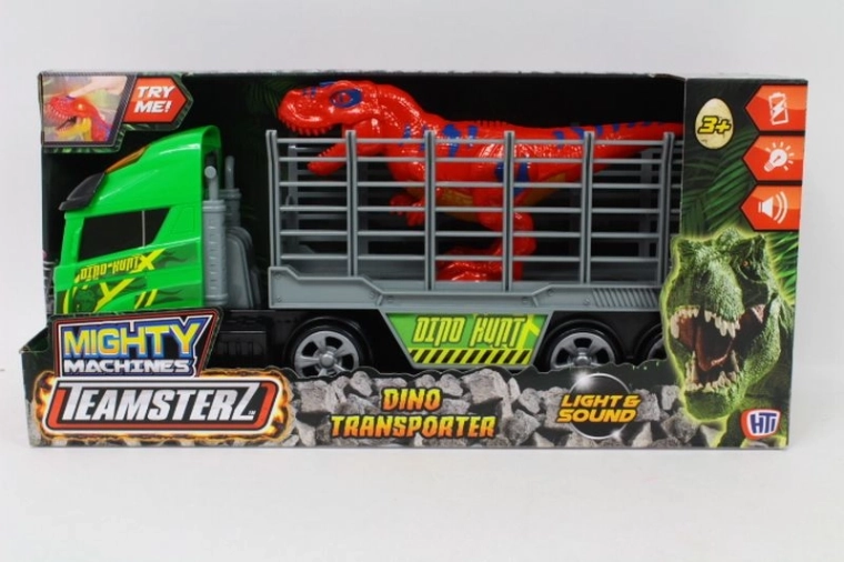 Teamsterz Mighty Machines transporter z dinozaurem ze światłem i dźwiękiem