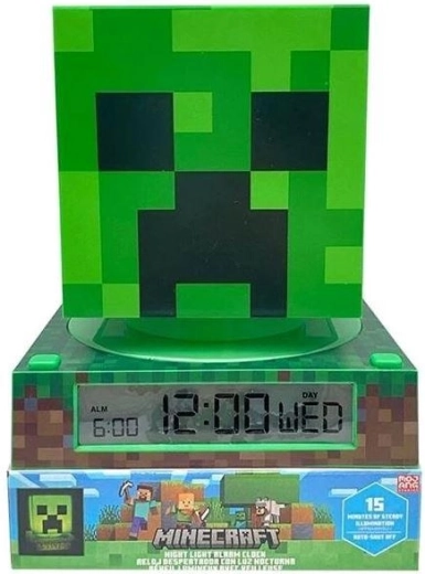 Lampka 3D LED z budzikiem Minecraft Creeper