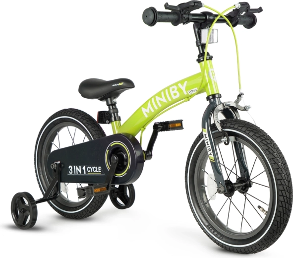 Qplay Miniby 3w1 rower dziecięcy 14" zielony