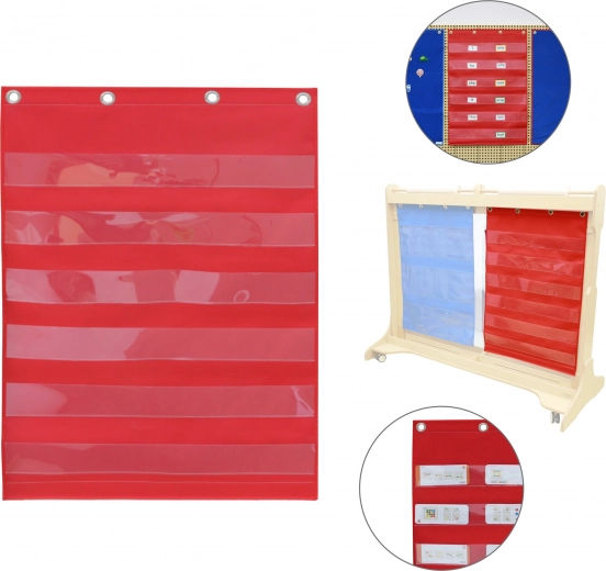 Tekstylny panel kieszeniowy na karty MASTERKIDZ, czerwony