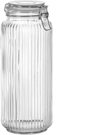 Szklany pojemnik z hermetycznym zamknięciem 2,5 l Prążki