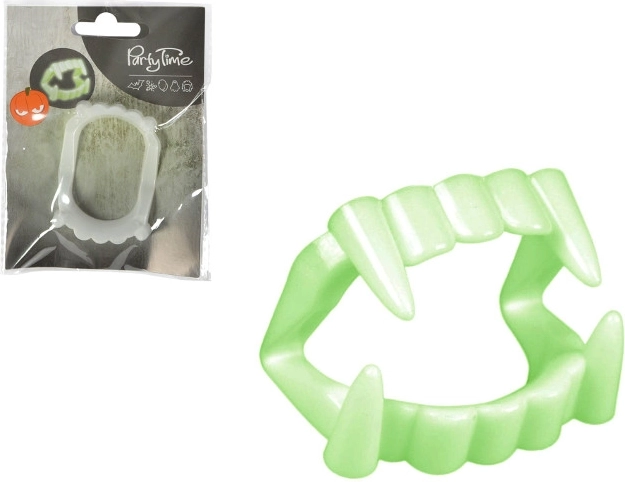 Fluorescencyjna szczęka wampira na Halloween