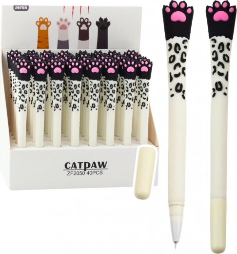 Długopis Żelowy Kocia Łapka Niebieski Atrament Biały i Czarny