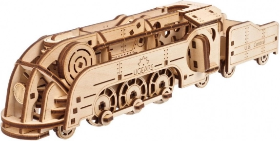 Ugears mini lokomotywa – 3D drewniane mechaniczne puzzle