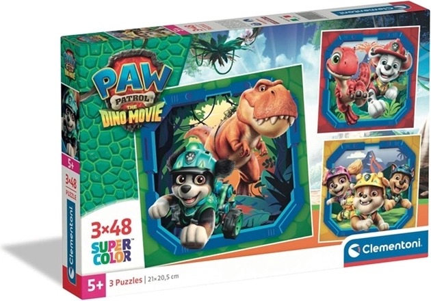 Puzzle Clementoni Psi Patrol Dino Movie 3×48 elementów (kwadrat)