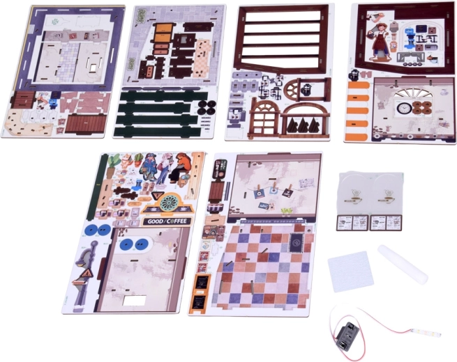 Lśniąca mini kawiarnia z oświetleniem LED