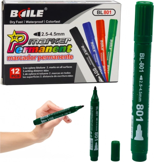 permanentny wodoodporny zielony marker 2,5–4,5 mm