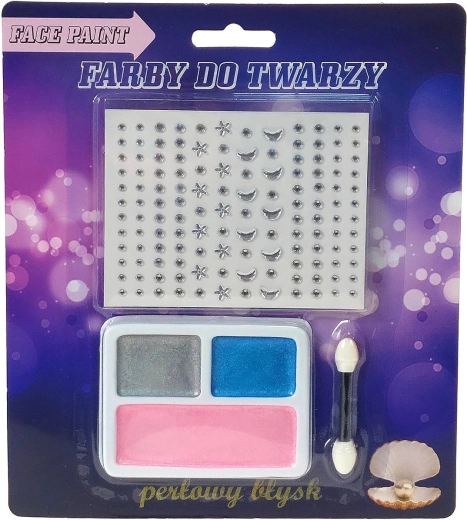 Dziecięce perłowe farby do twarzy z naklejkami, 3 kolory