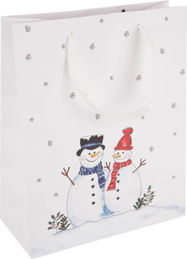 Papierowa torba prezentowa z motywem bałwanka 26 × 12 × 32 cm