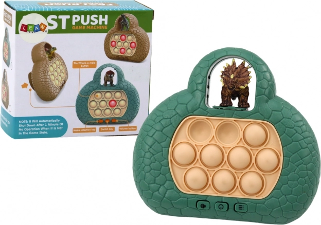 Pop it konsola do gier w kształcie dinozaura z 4 trybami gry – zielona