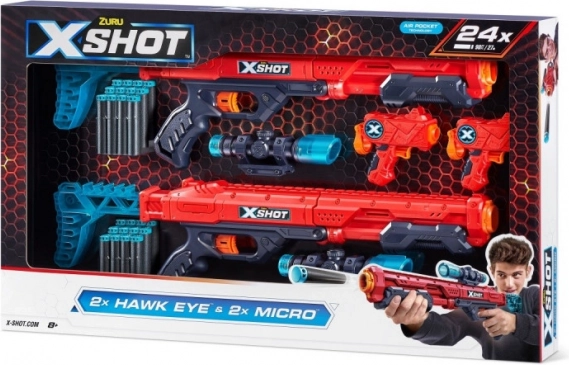 Zestaw blasterów X-Shot Excel Hawk Eye i Micro