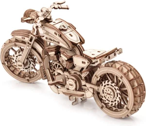 Szczegółowy drewniany model motocykla