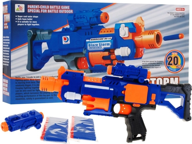 szybkostrzelny pistolet dla dzieci BLAZE STORM z piankowymi nabojami i odpinaną kolbą