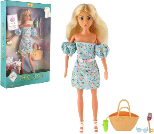 Lalka Anlily w kwiatowej sukience z ruchomymi stawami i akcesoriami 30 cm