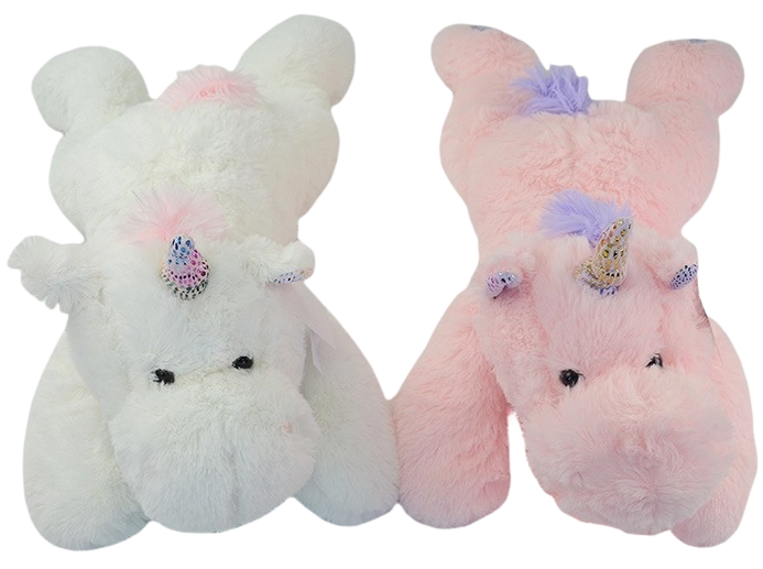 Pluszowy leżący jednorożec 62 cm – różowy lub biały