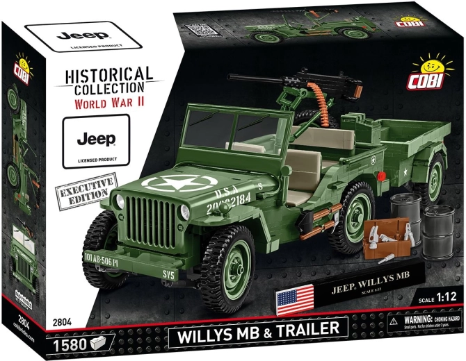 Cobi jeep Willys MB z przyczepą 1:12 Executive Edition