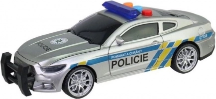 Policyjny samochód na napęd cierny ze światłem i dźwiękiem, 17 cm (język czeski)