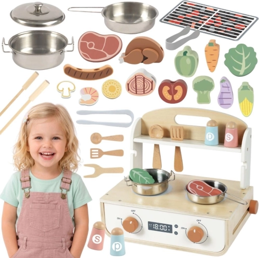 Tooky Toy drewnena kuchenka z grillem i akcesoriami