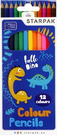Kredki z motywem dinozaurów, zestaw 12 kolorów