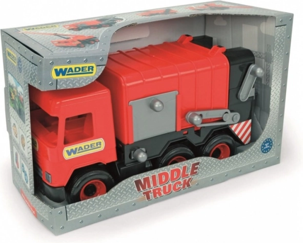 Czerwona śmieciarka MIDDLE TRUCK w pudełku WADER