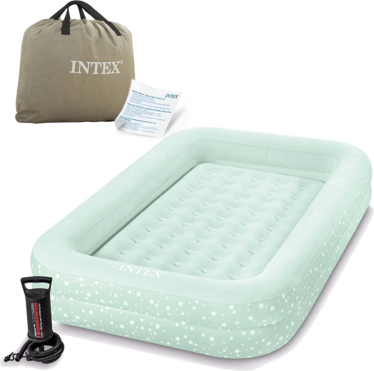 Nadmuchiwana dziecięca łóżeczko turystyczne INTEX 168 × 107 × 25 cm z pompką