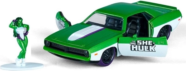 Jada She-Hulk Plymouth Barracuda 1973 1:32 z figurką