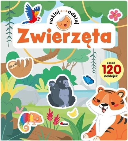 Naklej i odklej Zwierzęta – edukacyjna książeczka z wielokrotnego użytku naklejkami
