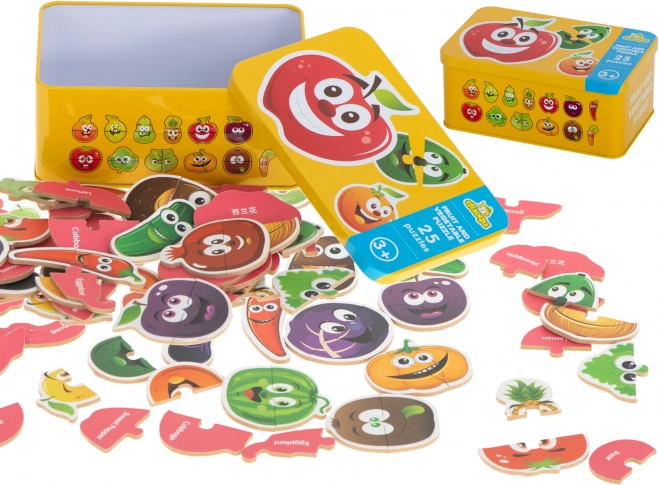 Kolorowa edukacyjna układanka owoce/warzywa w puszce