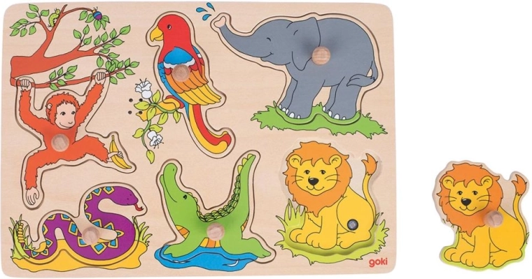 Drewniane puzzle dźwiękowe – głosy zwierząt z zoo
