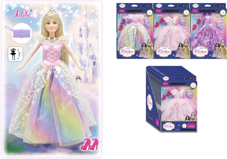 Klasyczna suknia księżniczki dla lalek 30 cm SPARKYS (wiele wariantów)