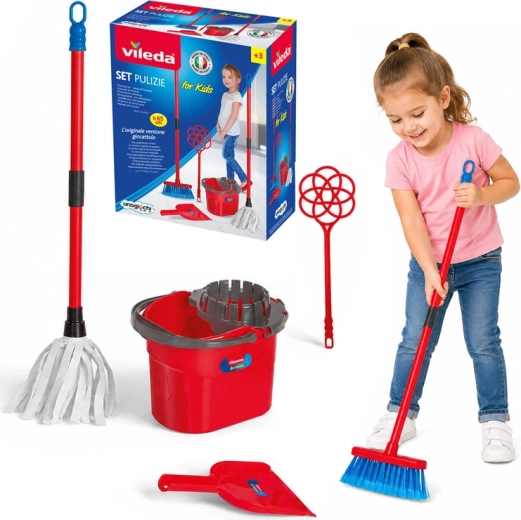 Vileda For Kids dziecięcy zestaw do sprzątania z mopem, wiaderkiem i szczotką