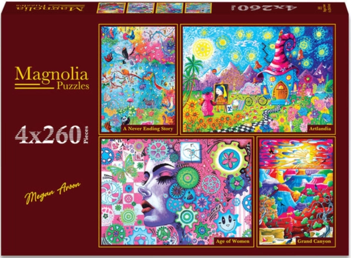 Puzzle Magnolia „Nieskończona opowieść” – świat sztuki, siła kobiet i Grand Canyon (4x260 elementów)