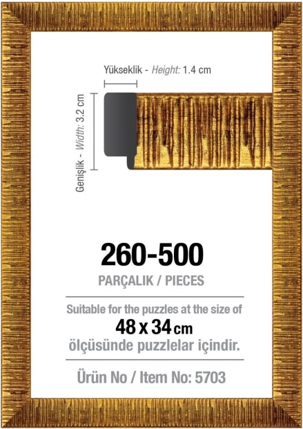 ART PUZZLE rama do puzzli 48 × 34 cm, złota, do 500 elementów