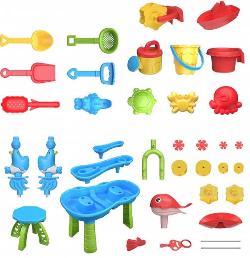 Bogaty, 37‑elementowy zestaw do wody i piasku