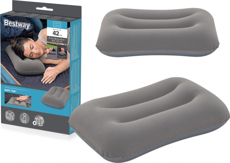 Dmuchana poduszka welurowa Szary Bestway