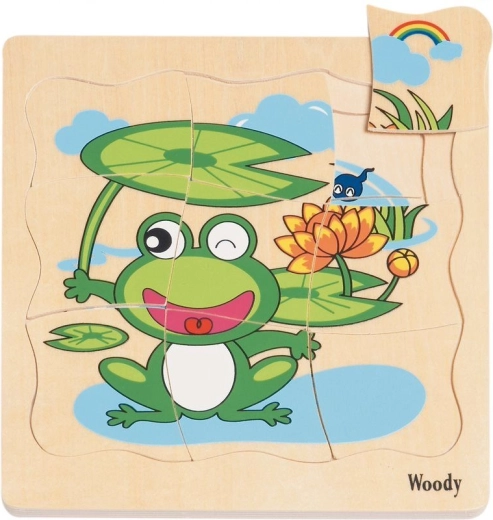 Drewniane puzzle warstwowe Rozwój żaby