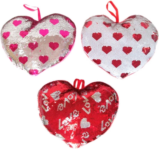 Pluszowe serce z cekinami 30 cm - 1 sztuka