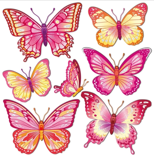 Dekoracyjne trójwymiarowe naklejki na ścianę – różowy motyl