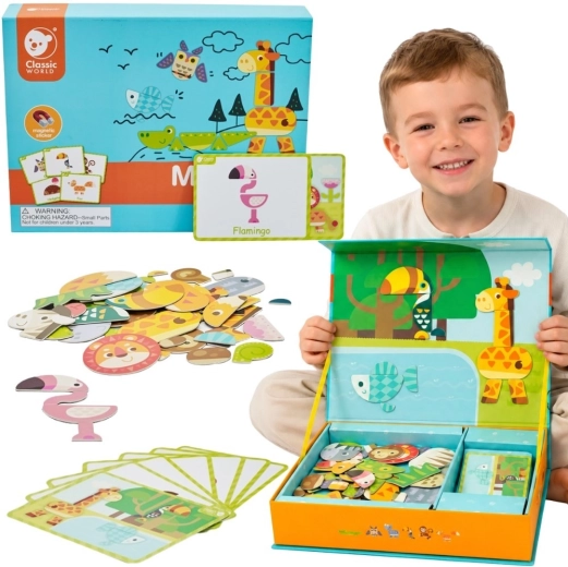 Magnetyczne puzzle zwierzęta Classic World, 60 elementów