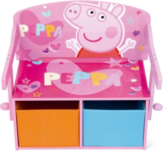 Ławka dziecięca Peppa Pig 3 w 1 (ławka, biurko i pojemnik na zabawki)