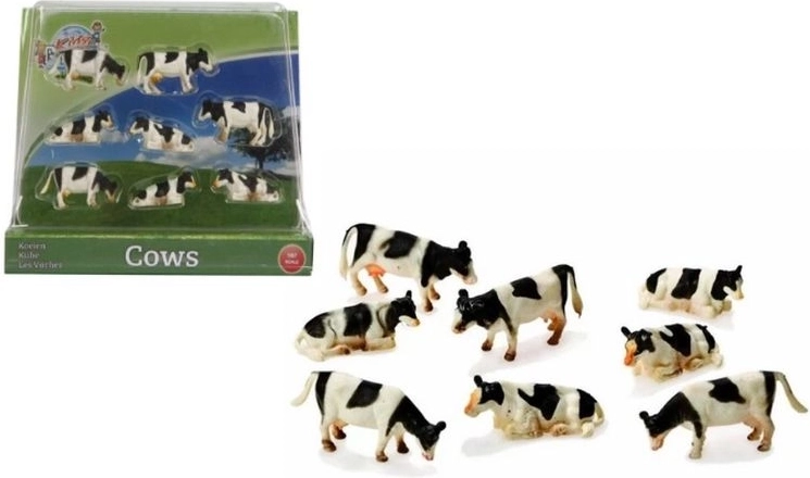 Figurki krów 1:87 czarno-białe 8 szt.