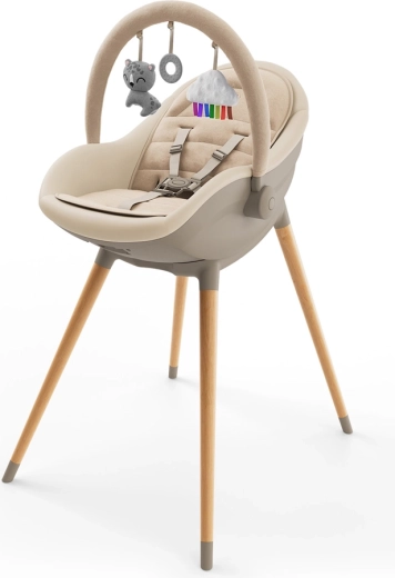 Kinderkraft krzesełko do karmienia i leżaczek FINI UP 2w1 beige