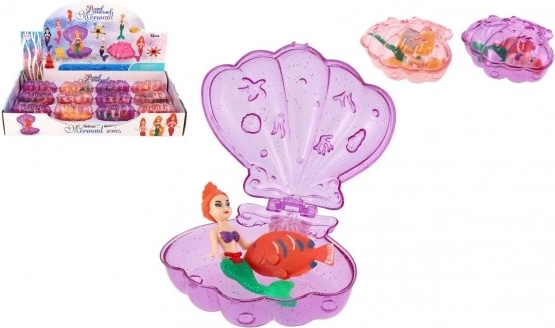 Syrena w otwieranej muszli z akcesorium, plastik 10 cm