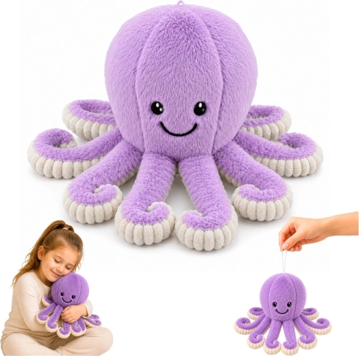 Pluszowa ośmiornica ze sprężystymi mackami fioletowa 30 cm