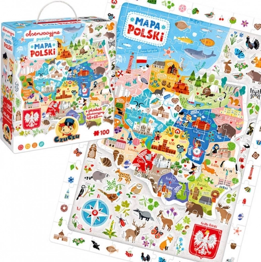 Puzzle obserwacyjne - Mapa Polski 100 elementów