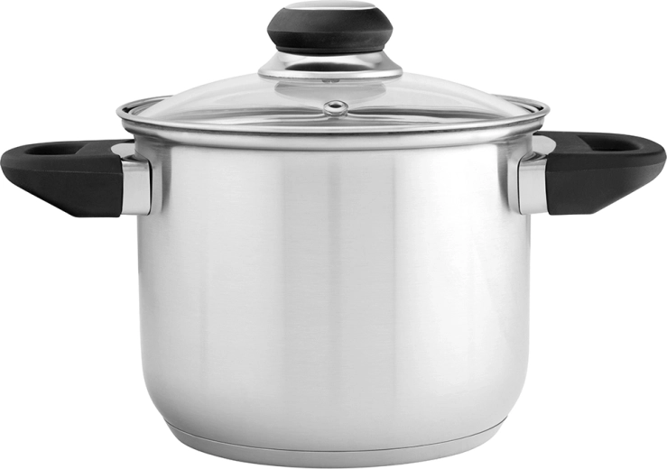 Altom Design Emilio wysoki garnek ze stali nierdzewnej 2,3 l ze szklaną pokrywką, 16 cm